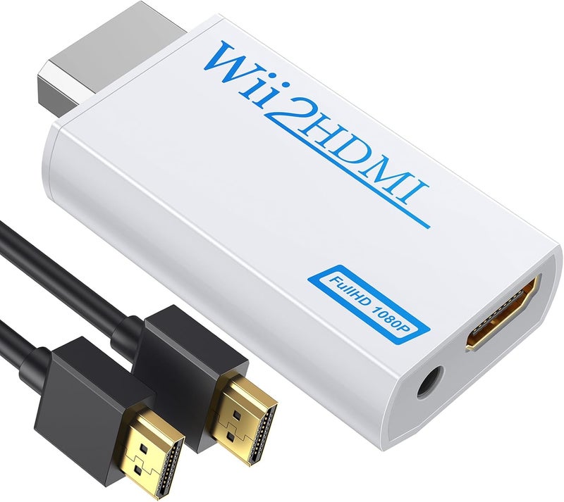 GANA Wii to hdmi Converter, wii to hdmi Adapter, 1080p 720p Connector Output Video & 3.5mm Audio - Supports All Wii Display Modes (wii to hdmi White) - Image 1